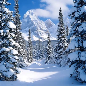 Winter Wonderland Landscape with Mountains