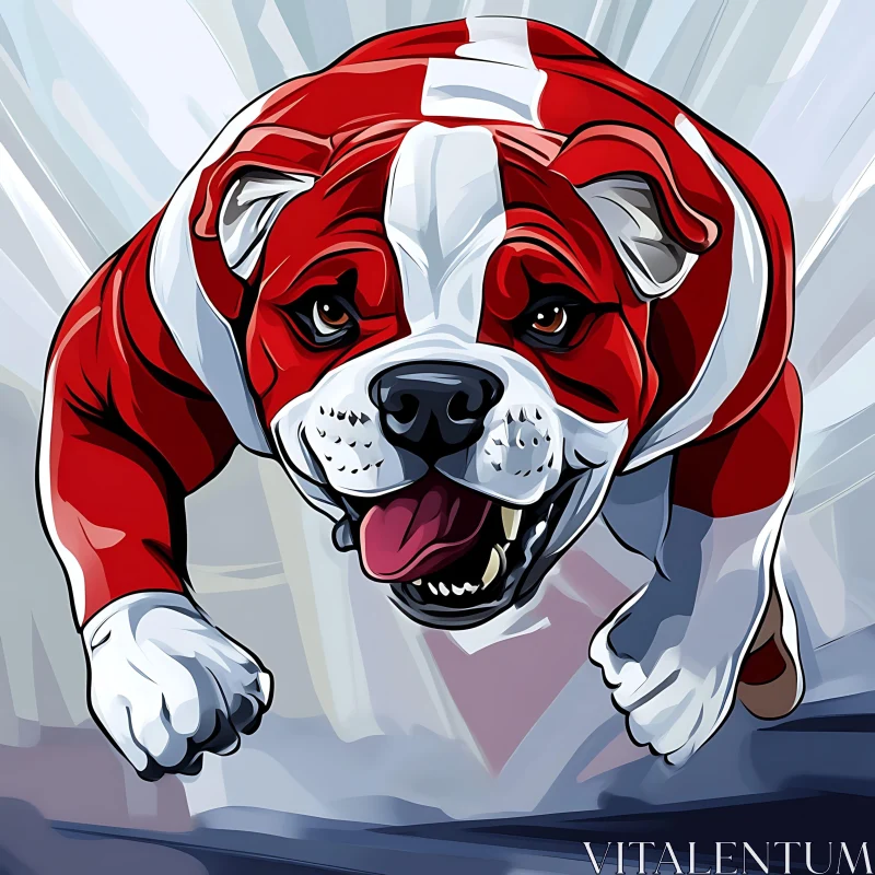 Energetic Red and White Cartoon Dog AI Image