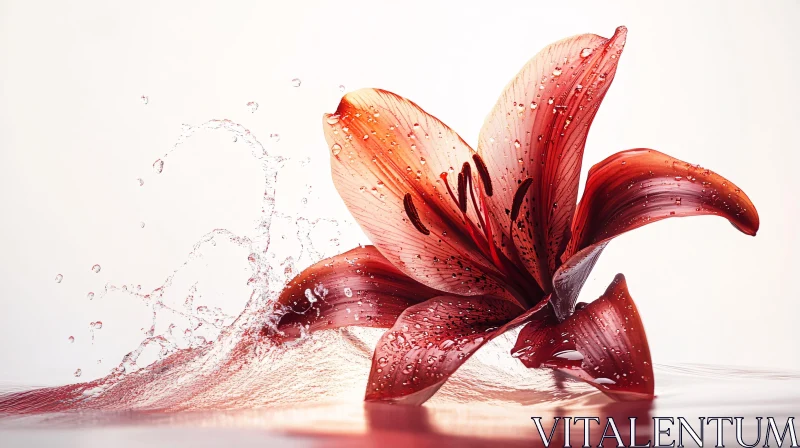 AI ART Floating Red Lily with Water