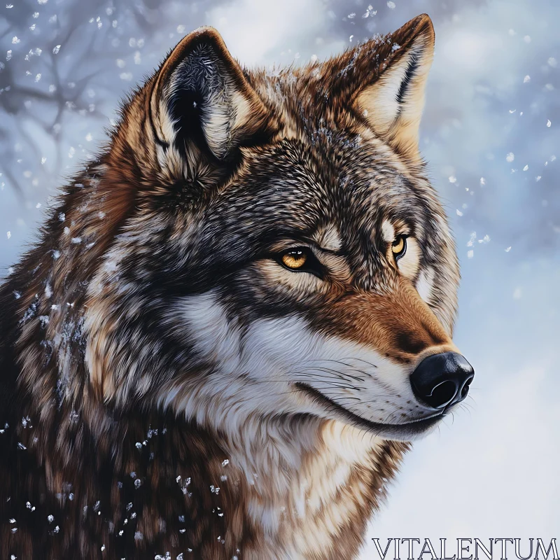 AI ART Winter Wolf Close-up