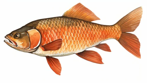 Panoramic View of Carp Fish Illustration with Alchemical Symbolism