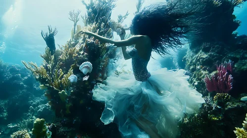 Submerged Beauty: Woman in Ocean Depths