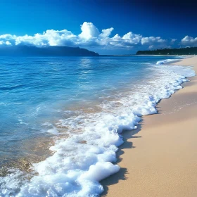 Calm Beach Scene with Blue Sky