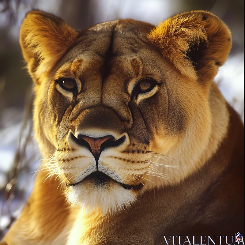 Serene Lioness Face Close-Up AI Image