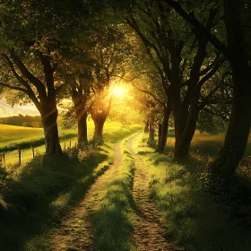 Sunlit Trail Through Green Canopy