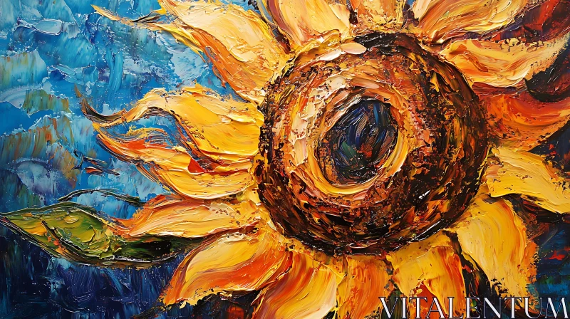 AI ART Textured Sunflower Art on Canvas