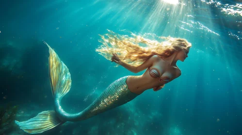 Aquatic Mermaid in Ocean Depths