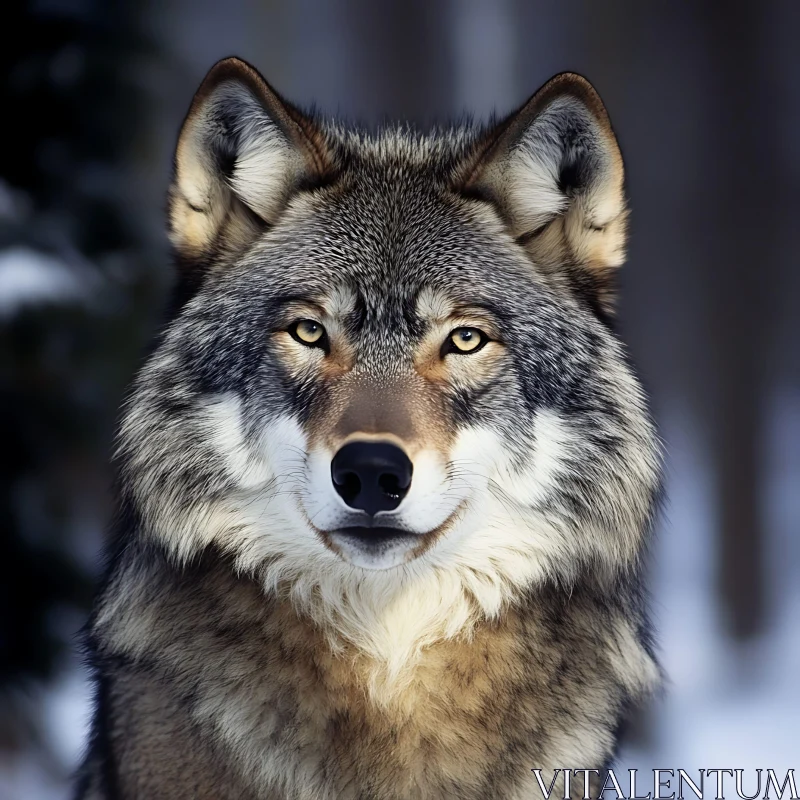 Close-Up of a Wild Wolf AI Image