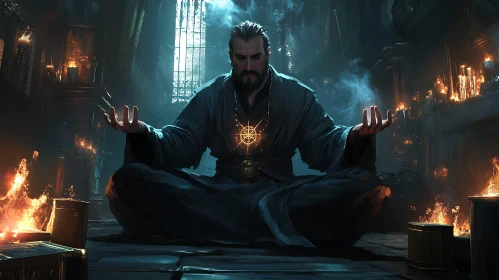 Candlelit Wizard in Deep Meditation