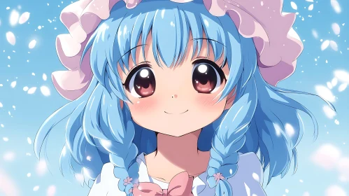 Adorable Anime Character with Blue Hair