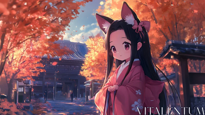 AI ART Anime Girl in Autumn