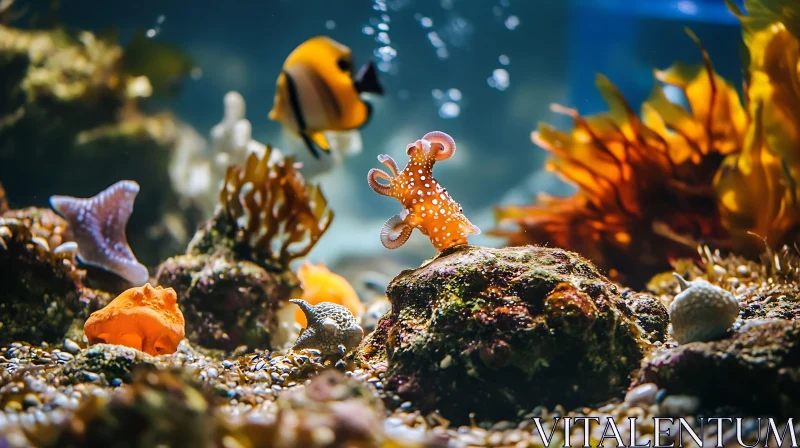 Colorful Sea Life with Tiny Octopus AI Image