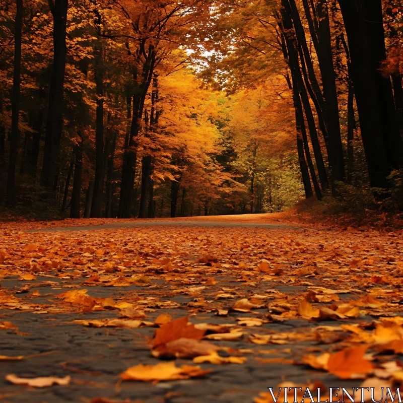 AI ART Serene Autumn Walkway in Vibrant Forest