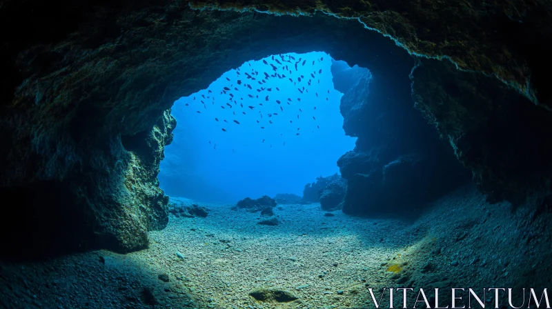 Submerged Grotto: A Tranquil Marine Vista AI Image