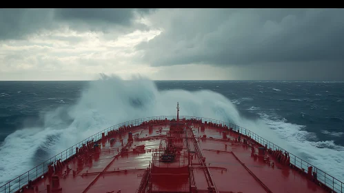 Ship Amidst Ocean Storm