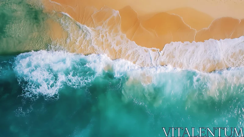 AI ART Coastal Waves and Beach Aerial View