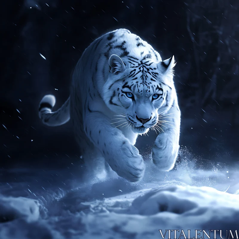 White Tiger in Winter Ambience AI Image