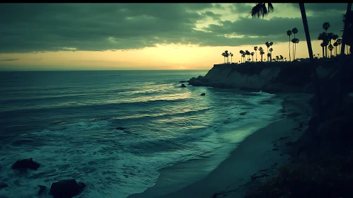 Peaceful Seascape with Palm Trees