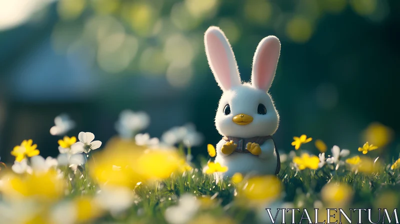 AI ART Cute Rabbit with Flowers