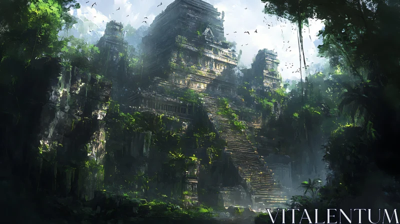 AI ART Ancient Jungle Temple Art