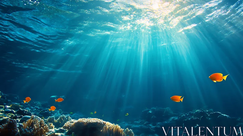 AI ART Underwater Scene with Sun Rays and Fish