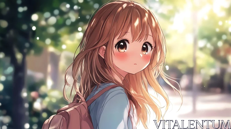 AI ART Bright Anime Girl with Backpack