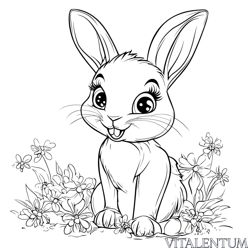 Whimsical Rabbit with Floral Accents AI Image