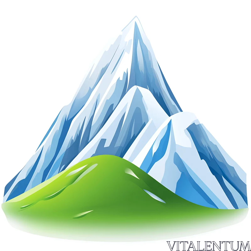 Mountain and Field Illustration AI Image