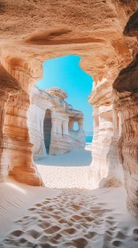 Sandstone Cave with Beach View