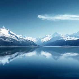 Snowy Peaks Reflected in Calm Waters