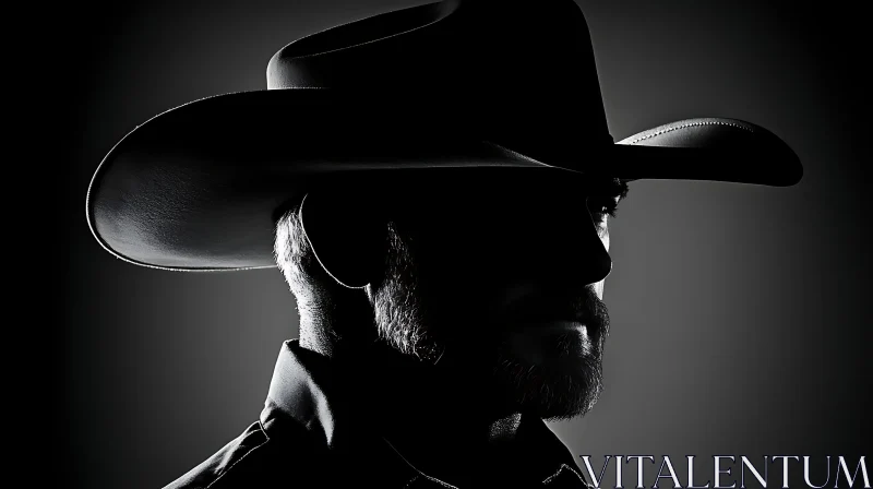 Shadowed Cowboy: A Study in Monochrome AI Image