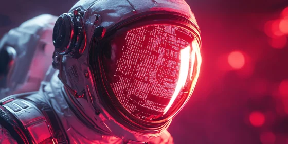 Future Astronaut with Red Code Reflection