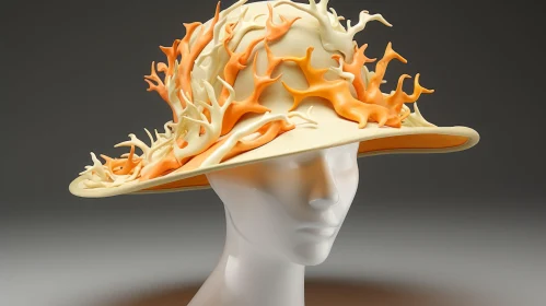 Fiery Orange Mannequin Hat with Extruded Design