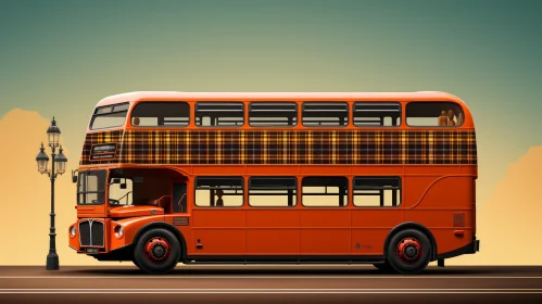 Vibrant Double-Decker Bus Illustration | Graphic Design-inspired Artwork