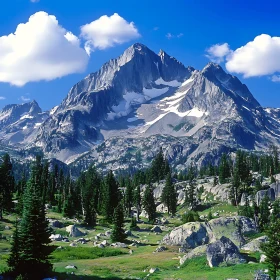 Mountain Landscape with Forest and Sky