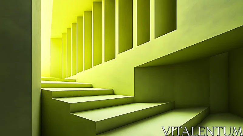 Modern Yellow Staircase with Geometric Lines AI Image