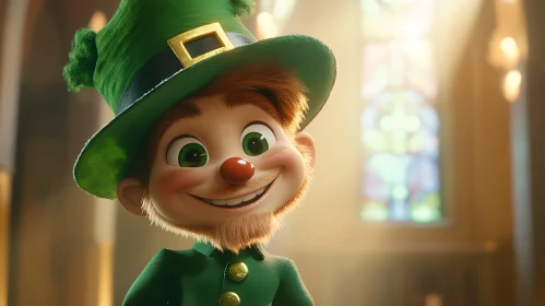 Smiling Leprechaun with Green Hat