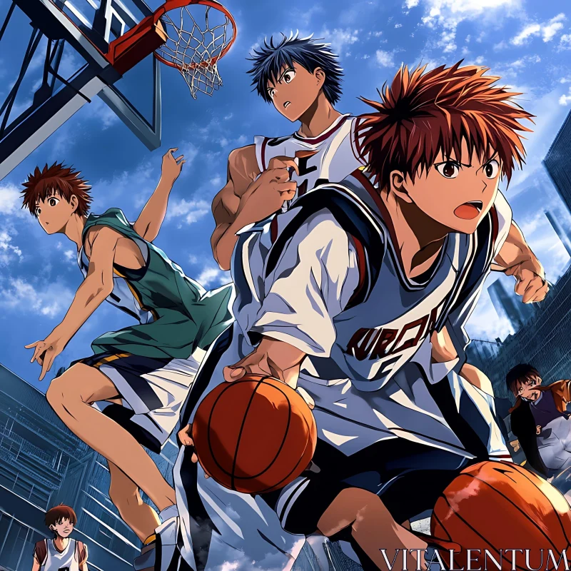 Anime Basketball Action Outdoors AI Image