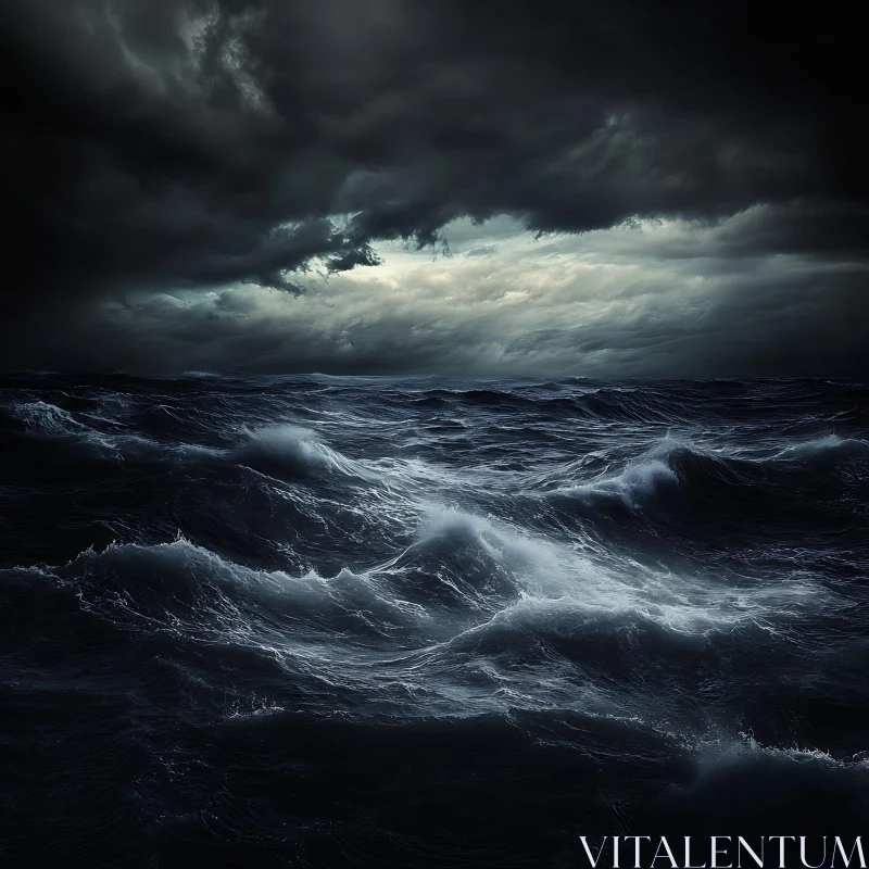 AI ART Ominous Ocean Under a Cloudy Sky