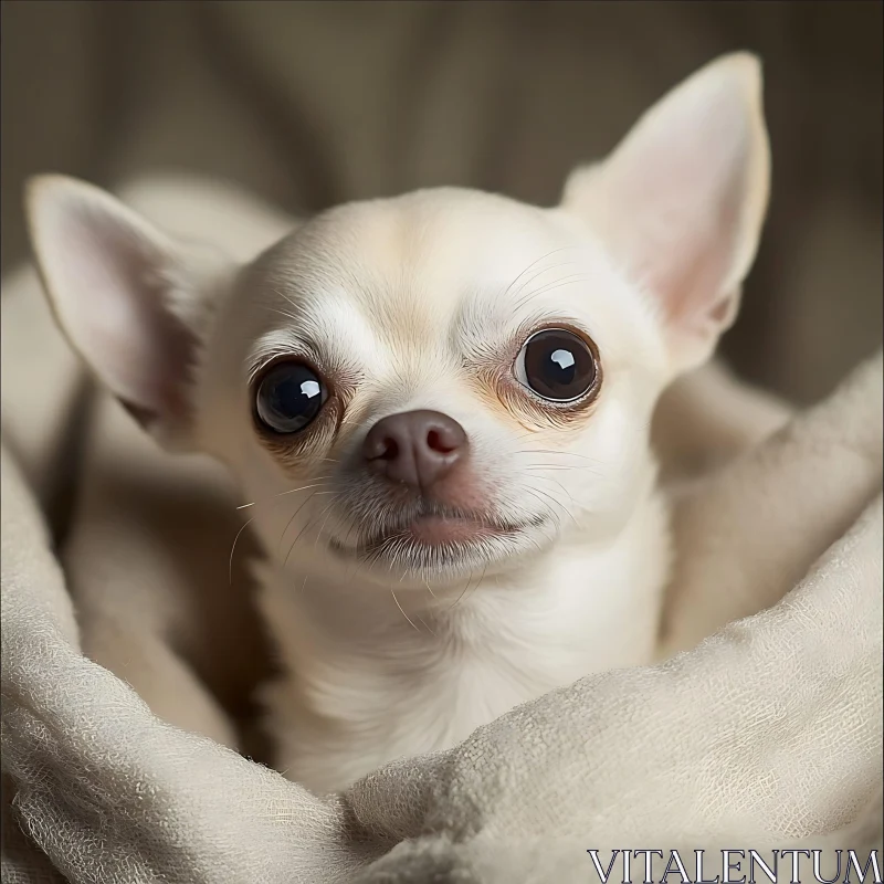 Cute Chihuahua Wrapped in Blanket AI Image