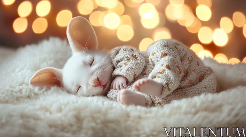 AI ART Sleeping Baby Rabbit in Dreamland