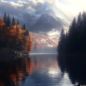 Autumnal Mountain Lake Reflection