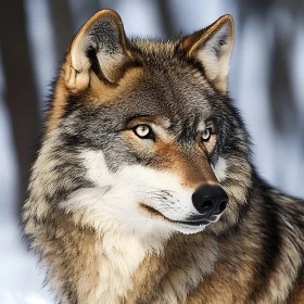 Close-Up of Wild Wolf in Winter