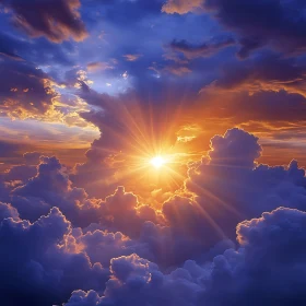 Heavenly Sky With Sun Rays