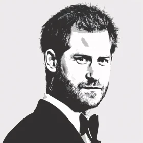 Grayscale Depiction of Prince Harry