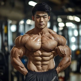 Muscular Man Posing: Bodybuilding Art