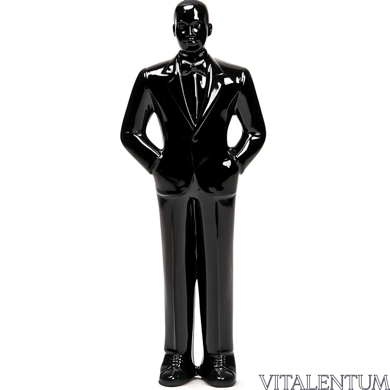 Glossy Man in Suit Sculpture AI Image