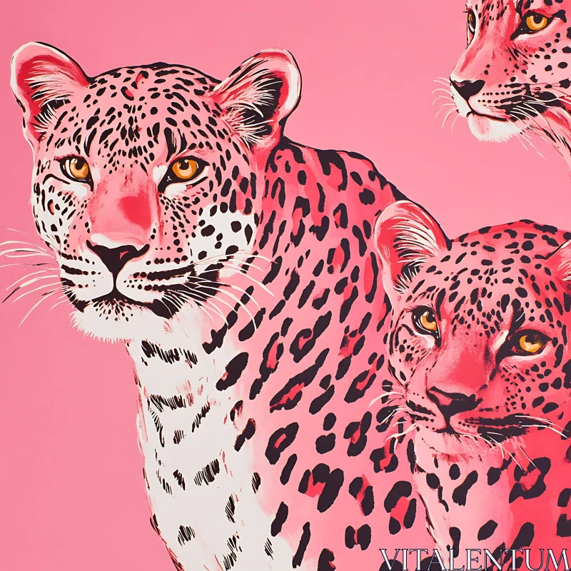 Rose-Tinted Leopards AI Image