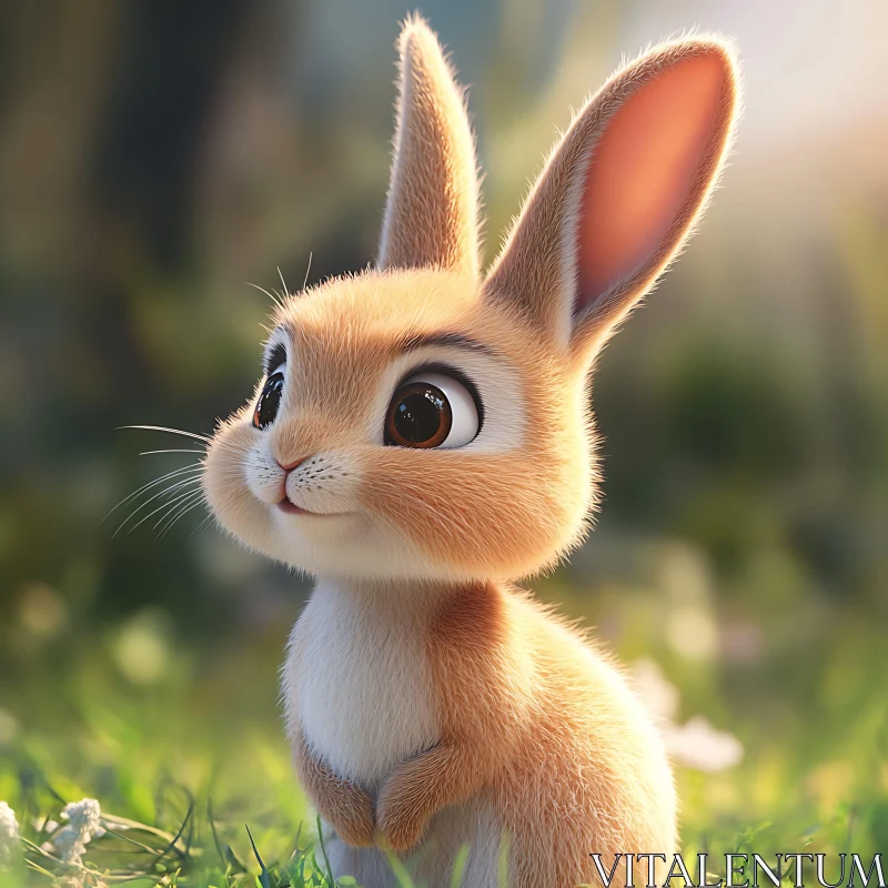 Cute Rabbit in a Field of Flowers AI Image