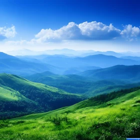 Serene Mountain Landscape with Green Hills